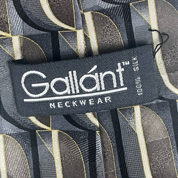 VTG Gallant Silk Tie Neutral Retro MCM  Black Brown Tan Cream Silver Gray - Picture 3 of 13